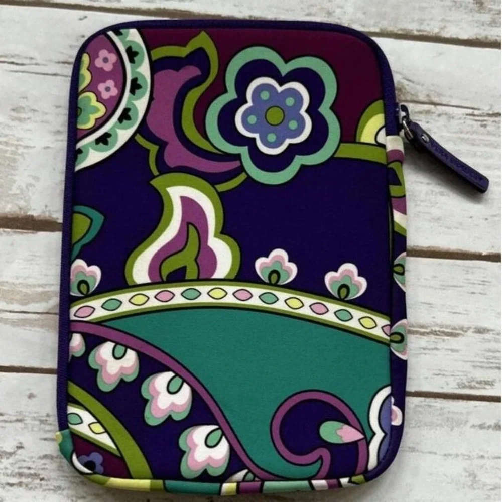Vera‎ Bradley Tablet Sleeve Purple Green Floral Paisley Neoprene Padded OS